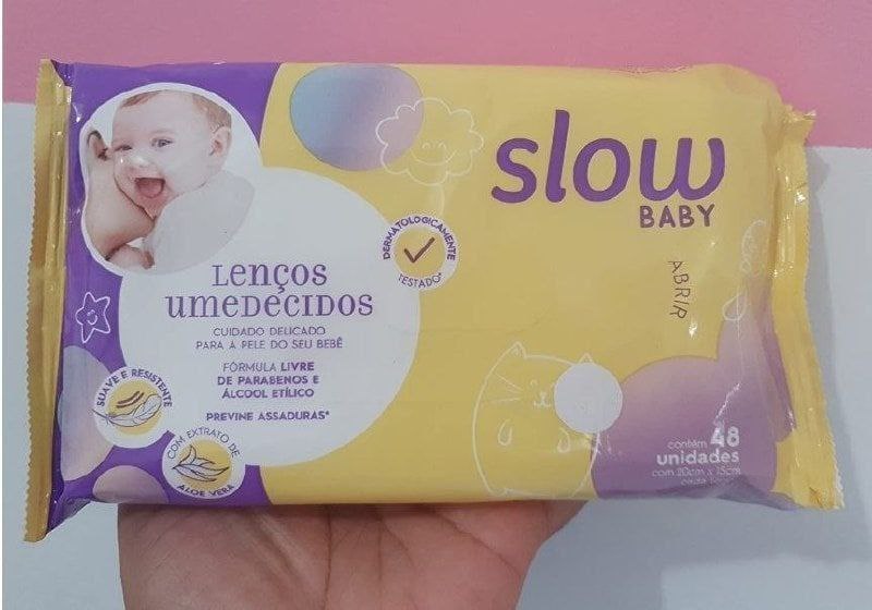 Lenços Umedecidos Com Fórmula Suave, Pacote com 48 unidades, Linha Slow Baby, Lanossi