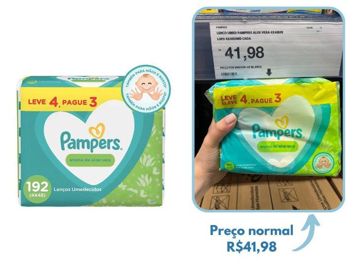 Lenços Umedecidos Pampers Aroma de Aloe Vera 192 Unidades