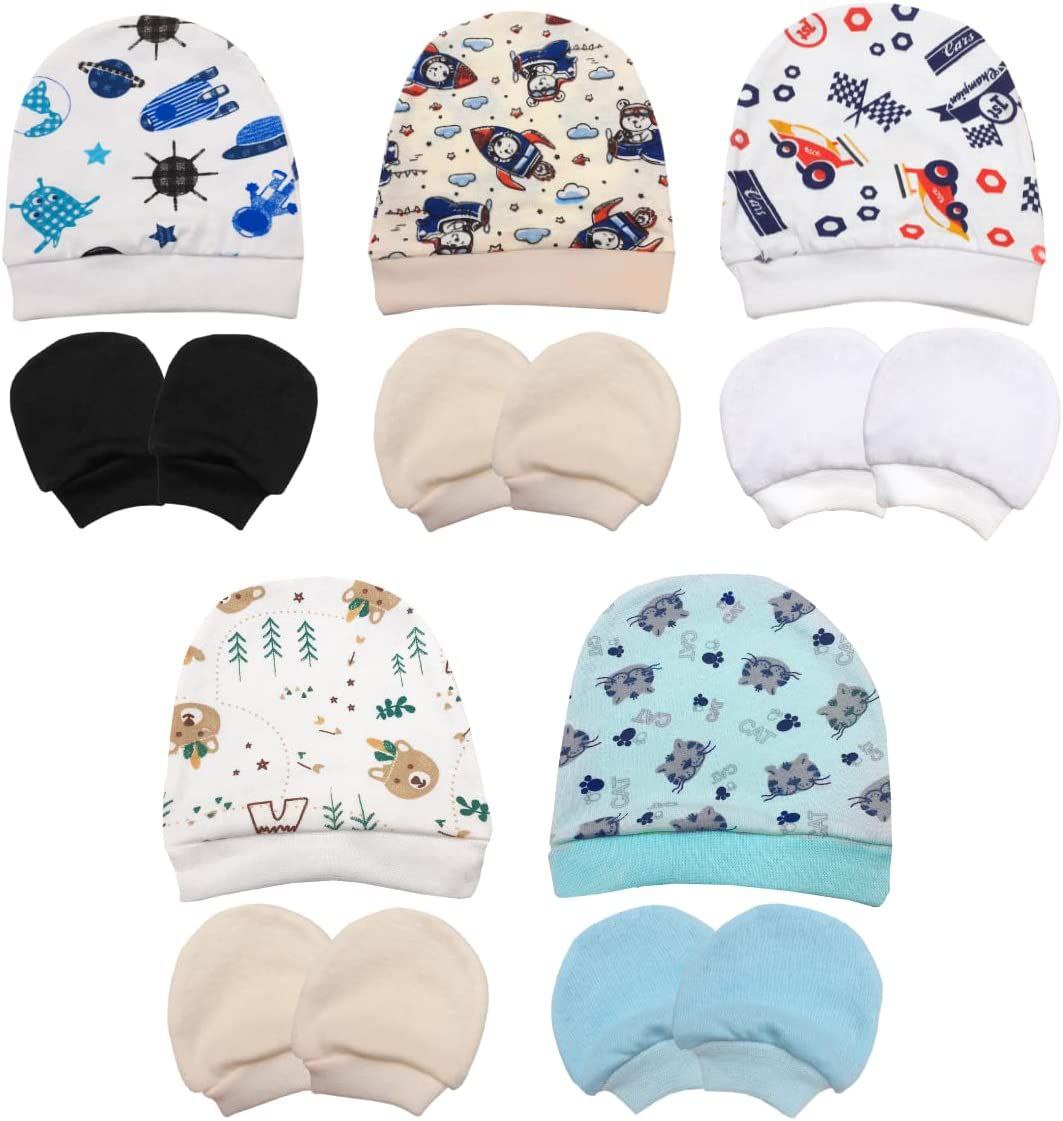 Luva e Touca Bebe 2 Kit Estampas Sortidas Menino