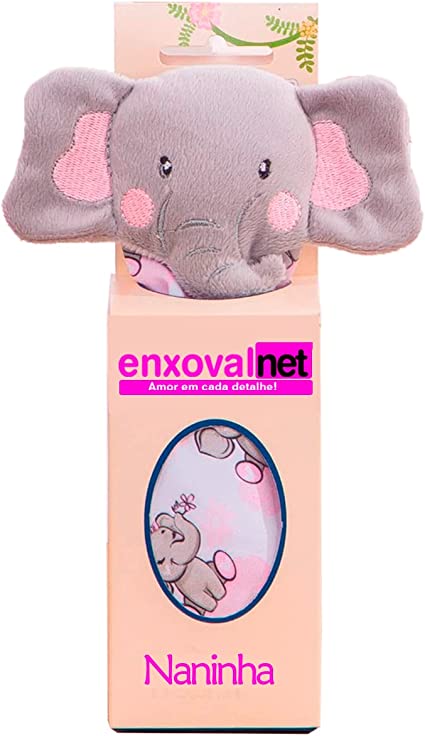 Naninha Menina Com Bichinho De Pelúcia Porta Chupeta  (Elefante Rosa)