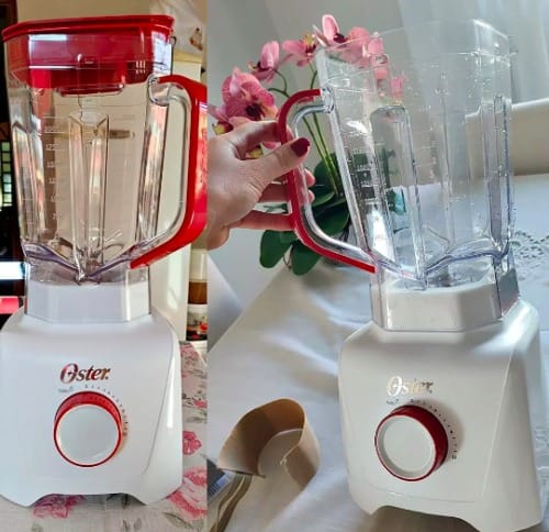 Oster OLIQ605 1100 Full - Liquidificador, 3,2L, 1100W, Branco e Vermelho