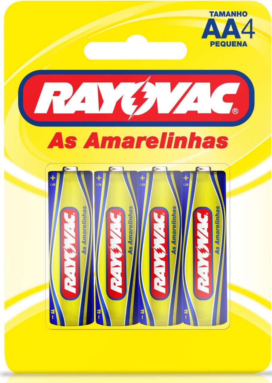 Pilha, RAYOVAC, Pilha Zinco ou Comum as Amarelinhas 10842, Amarelo, AA, Pequena