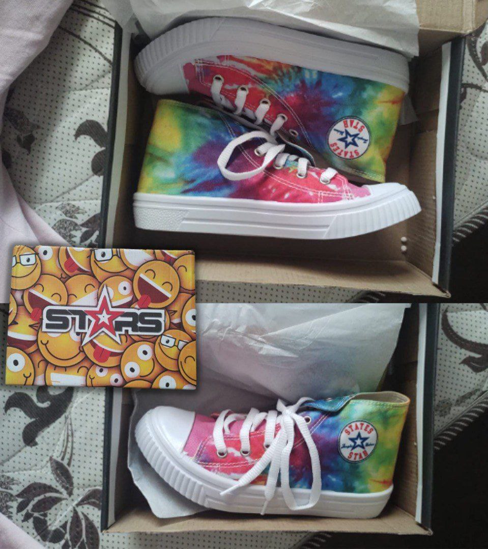 Tênis Infantil Feminino Cano Alto Colorido Tie Dye - AS253
