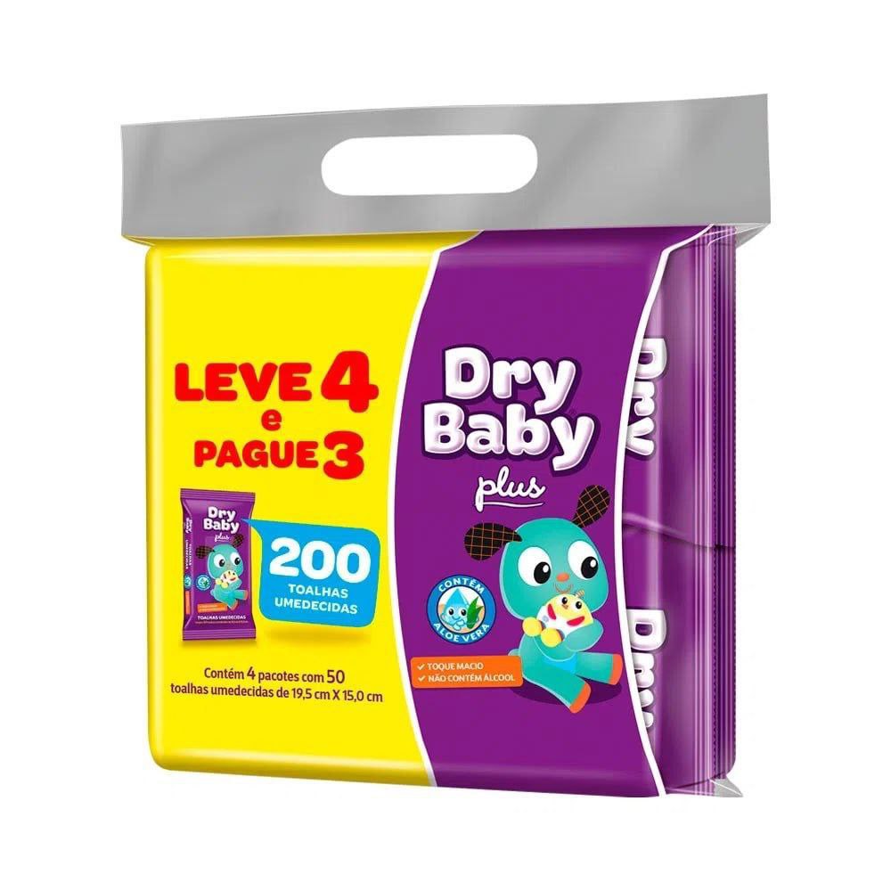 Toalha Umedecida Dry Baby 200 unidades