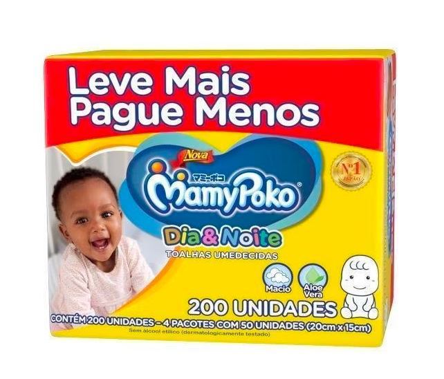 Toalhas Umedecidas Mamypoko Dia e Noite - Embalagem com 200 Unidades