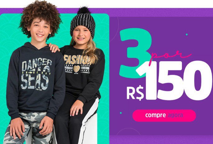 3 Conjuntos de Moletom POR R$ 150