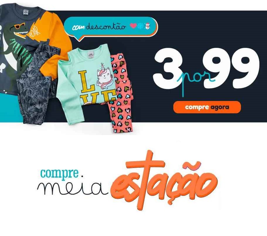 3 CONJUNTOS INFANTIL MEIA ESTAÇÃO POR R$99