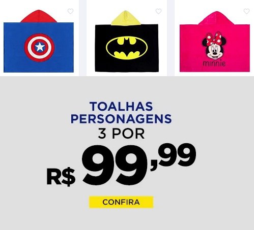 3 Toalhas Personagem