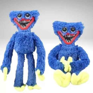 Boneco Huggy Wuggy Azul de Pelúcia 40cm Com Fecho nas Mãos - Luck Baby*