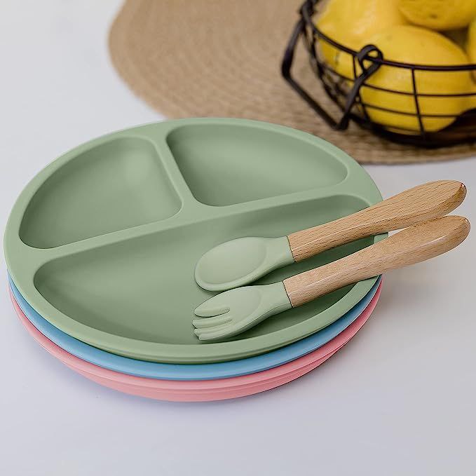 Buba Kit Talheres Silicone E Bambu - Verde