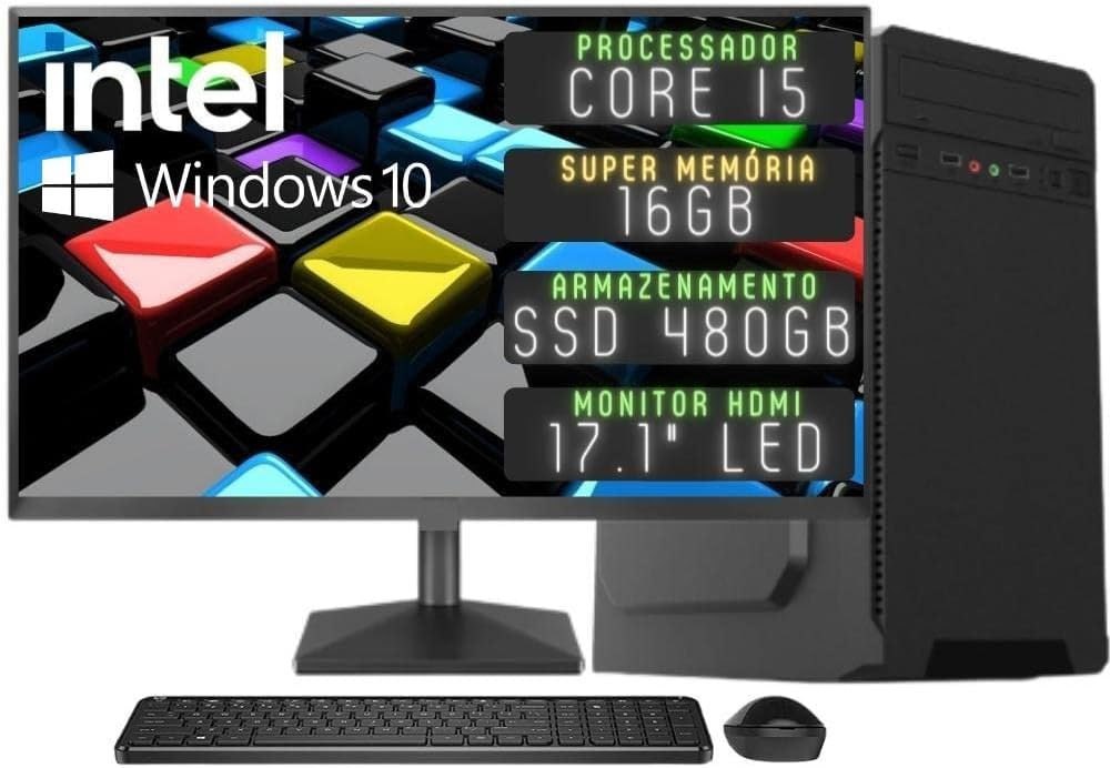 Computador Completo 3green Desktop Intel Core i5 16GB Monitor HDMI SSD 480GB Windows 10 3D-056