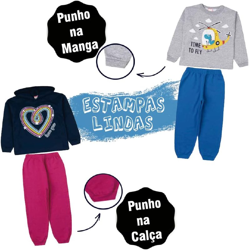 CONJUNTOS DE ROUPA INFANTIL KIT 4 CONJUNTO MOLETOM FLANELADO FRIO MENINA