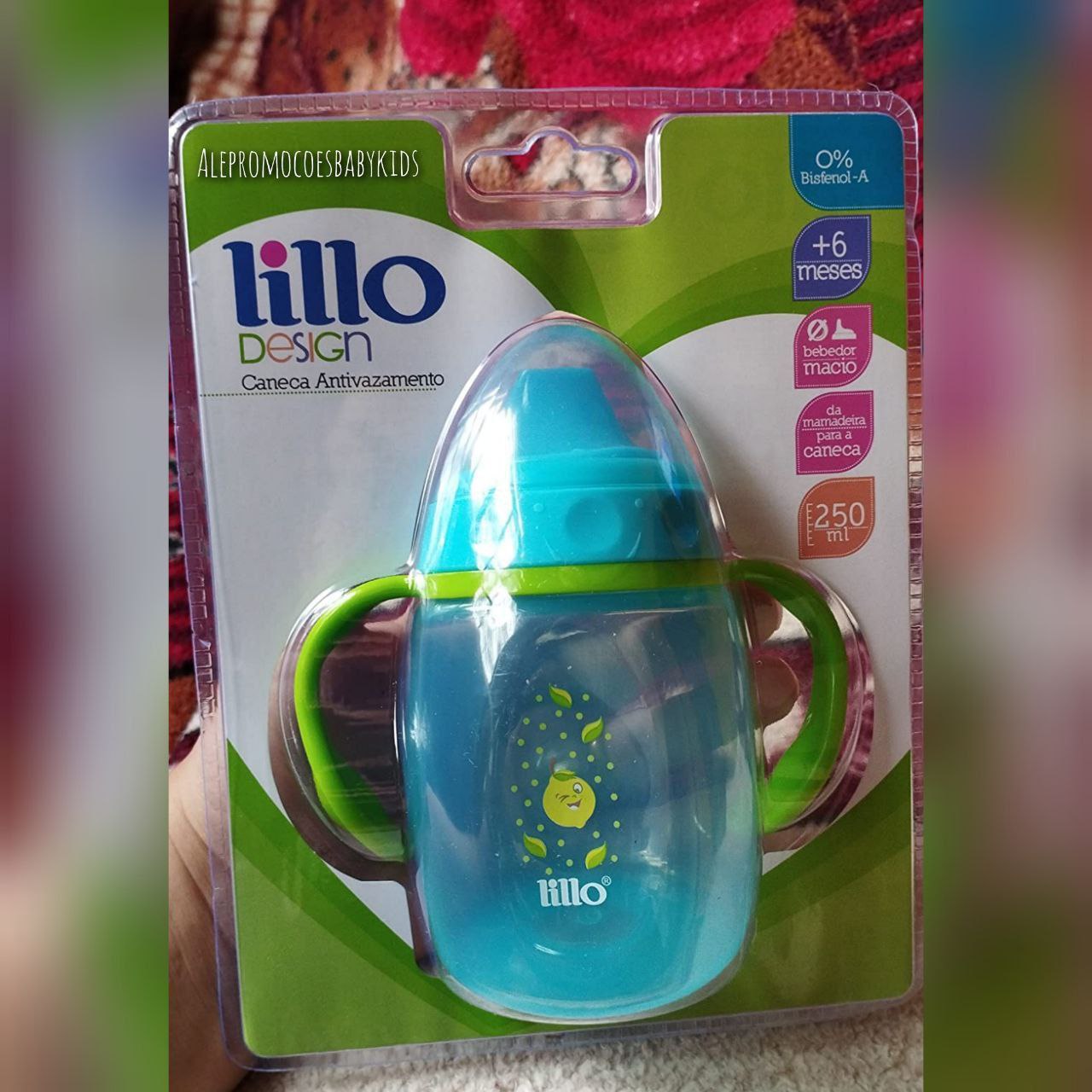 Copo de Treinamento Infantil c/Alça Design 250ml Azul Lillo