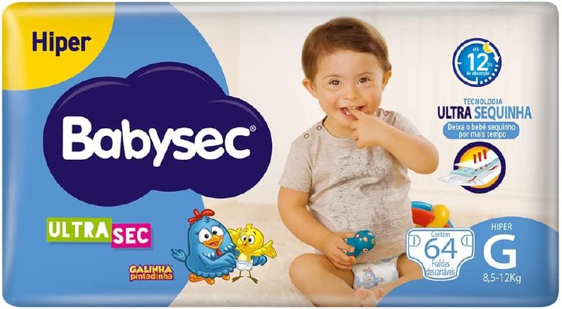 Fralda Babysec Galinha Pintadinha Ultrasec G 64 Unids
