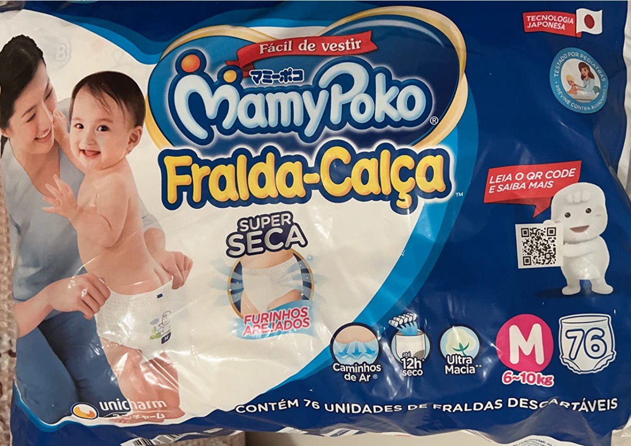Fralda-Calça Super Seca MamyPoko Tamanho M, 76 unidades