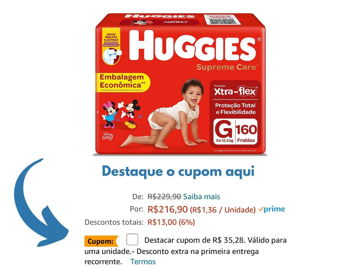 Fralda Huggies Supreme Care G com 160