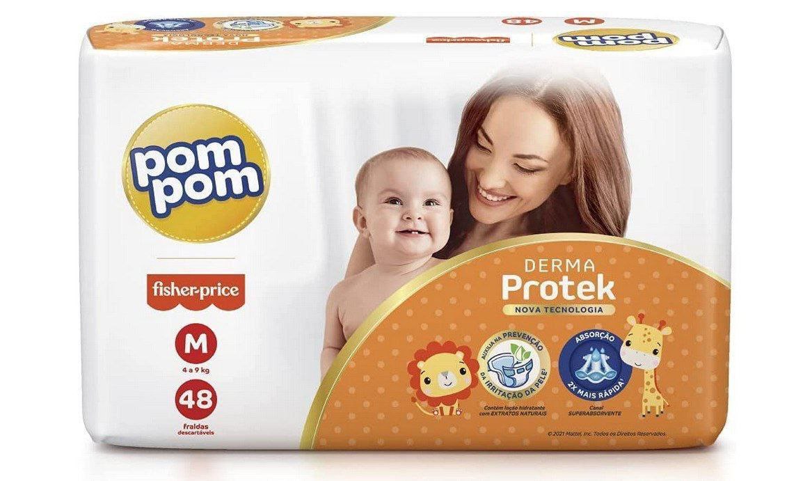 Fralda Pom Pom Derma Protek M com 48 Unidades