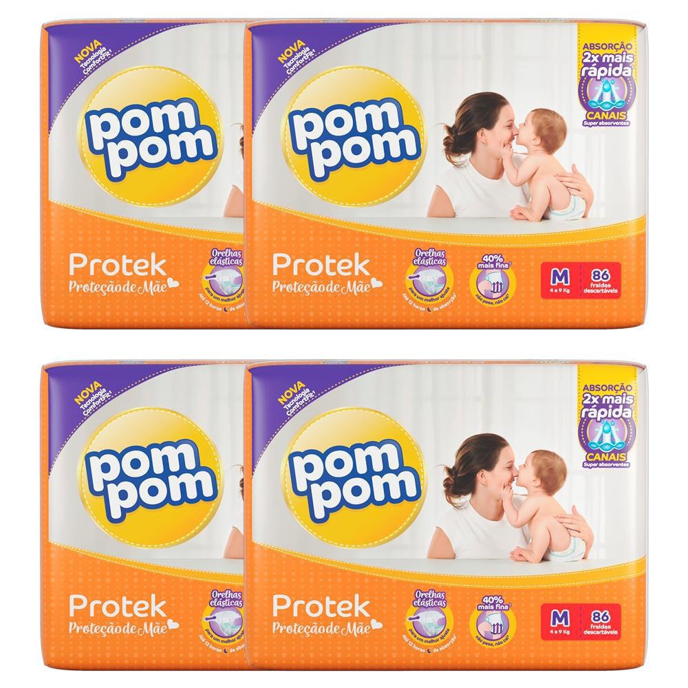 Fralda Pom Pom Protek Derma Hiper com 344 unidades - Tamanho M