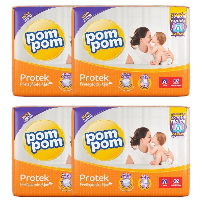 Fralda Pom Pom Protek M 344 unidades