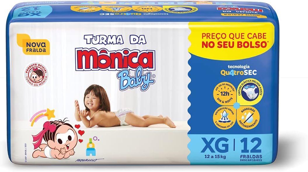Fralda Turma da Monica Baby Jumbinho XG 12 Unidades