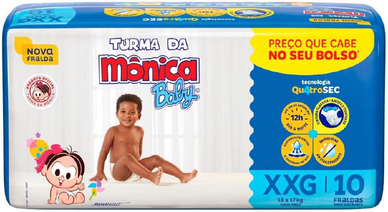 Fralda Turma da Mônica Baby Jumbinho XXG 10 Unidades