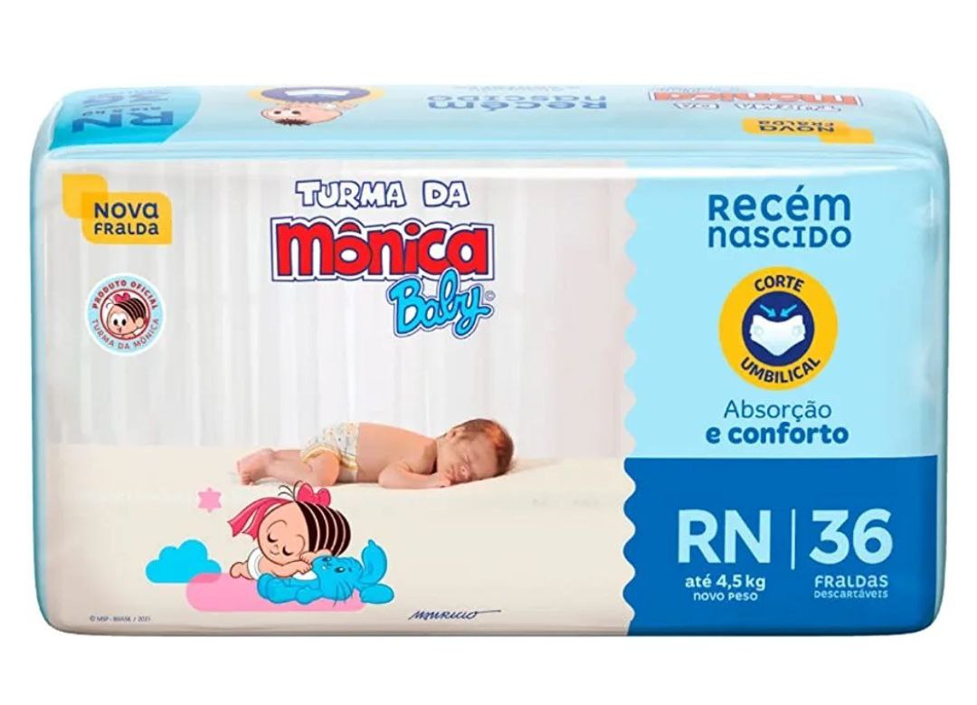 Fralda Turma da Mônica Baby Jumbo RN 36 Unidades