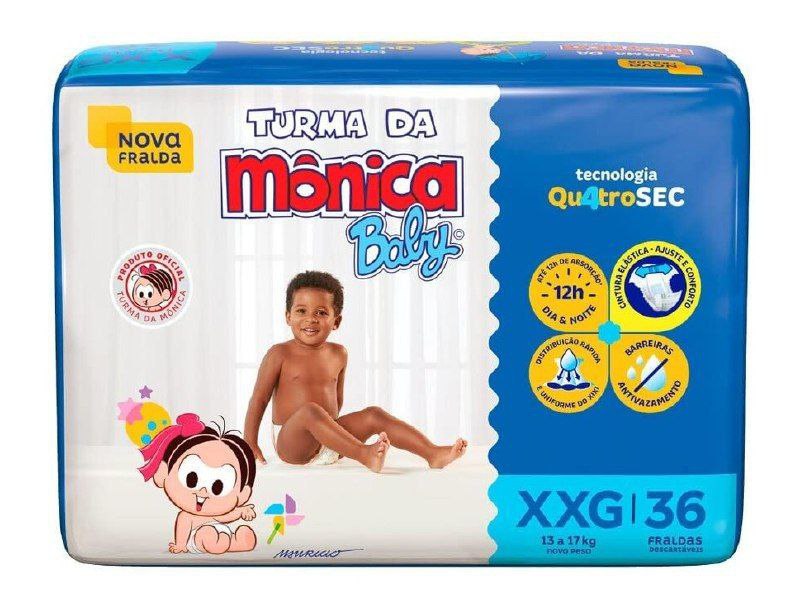 Fralda Turma da Monica Baby Mega XXG 36 Unidades