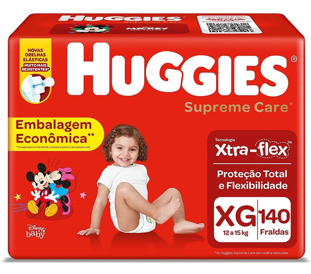 HUGGIES Fralda Supreme Care XG - 140 fraldas, Cor: Vermelho