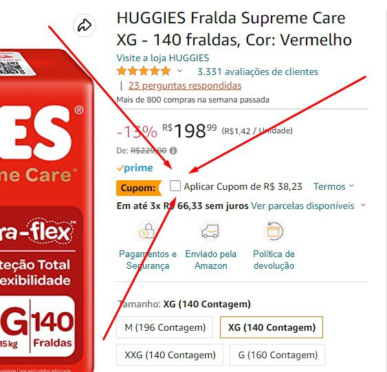 HUGGIES Fralda Supreme Care XG - 140 fraldas, Cor: Vermelho