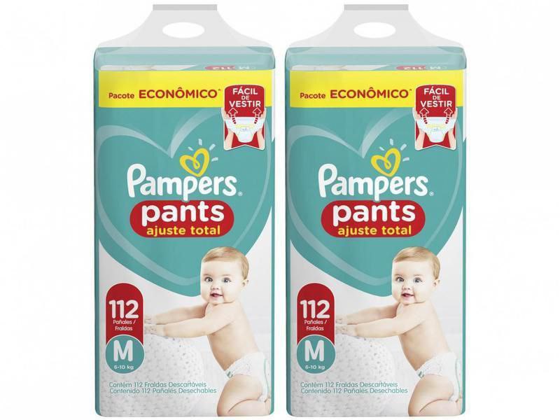 Kit 2 pcts de  Fraldas Pampers Pants Ajuste Total Tam. M 112unids