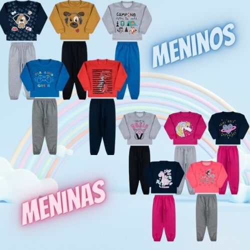 Kit 4 Conjunto Inverno Moletom Infantil Roupa De Frio Menina - Bebe Maluco