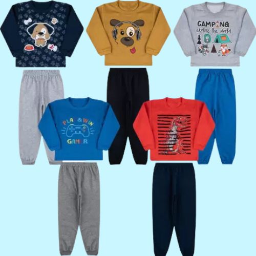 Kit 4 Conjunto Inverno Moletom Infantil Roupa De Frio Menino - Bebe Maluco