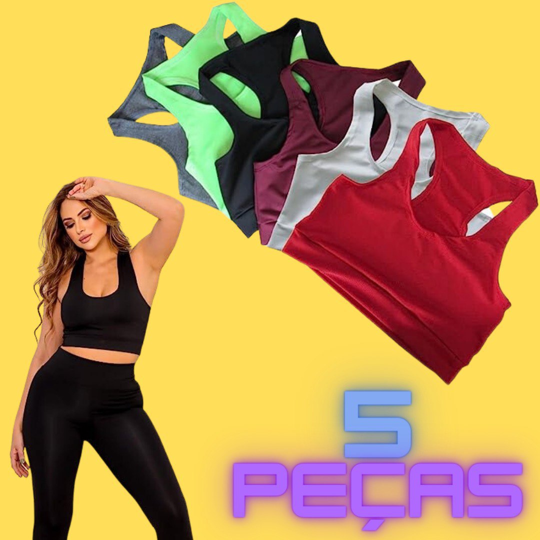 Kit 5 Top Academia Treino Fitness Feminino Roupas Para Malhar