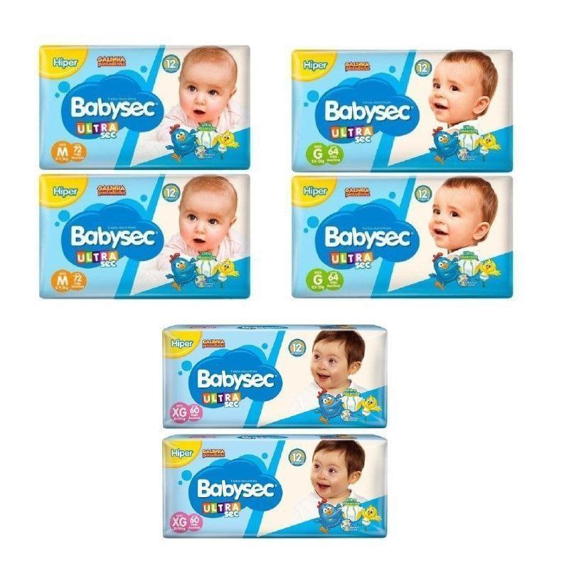 Kit C/ 2 Pcts de Fralda Babysec UltraSec Galinha Pintadinha (M-G-XG)