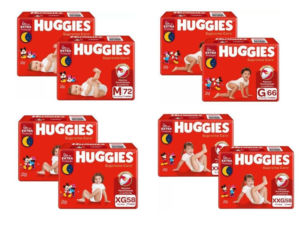Kit com 2 Pacotes de Fralda Huggies Supreme Care