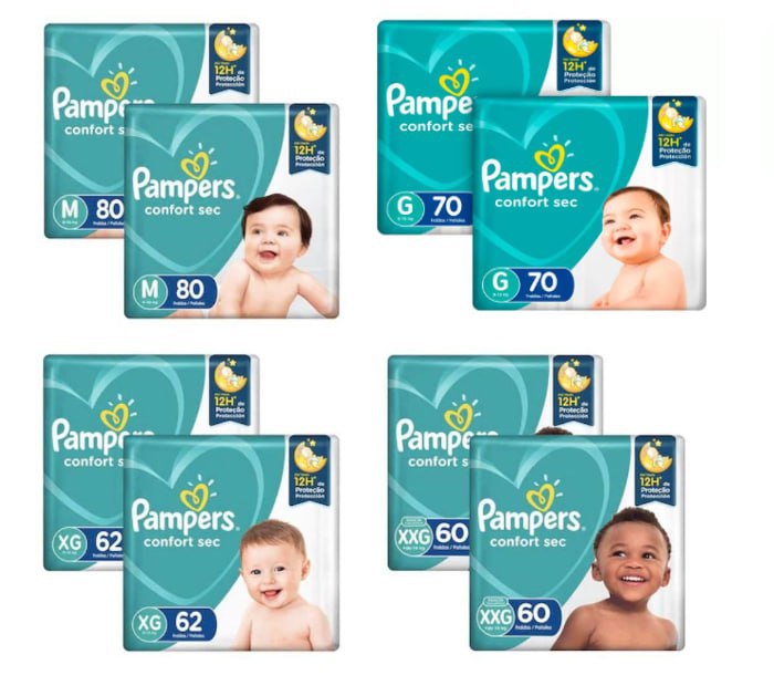 Kit Fraldas Pampers Confort Sec