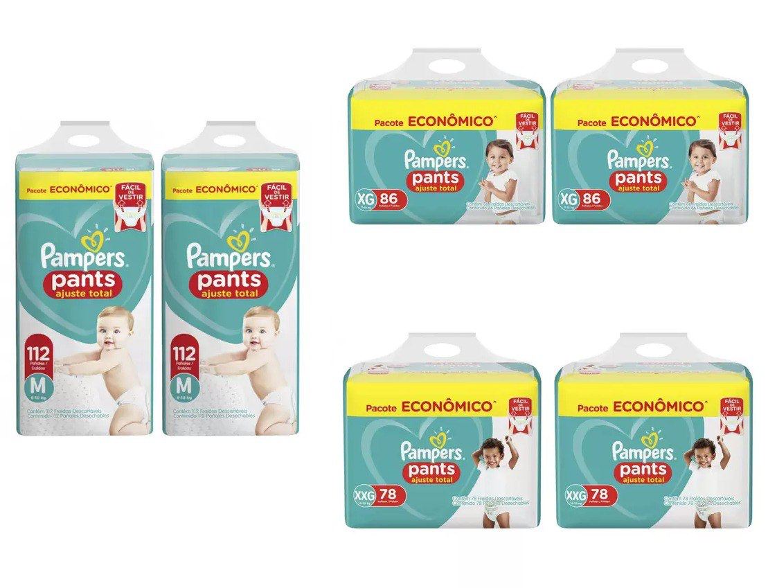 Kit Fraldas Pampers Pants Ajuste Total