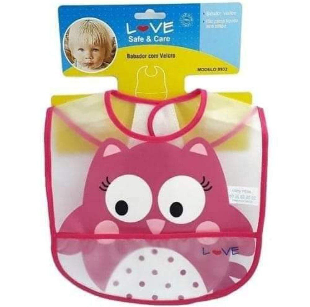 Love Babador com Bolso Coruja, Rosa ( Papa migalhas)