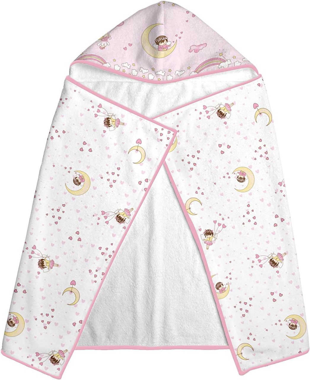 Toalha de Banho Felpuda Papi C/ Capuz Estampado para Bebê 90cm X 70cm