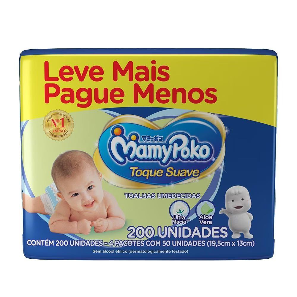 Toalha Umedecida MamyPoko Toque Suave - 200 Unidades