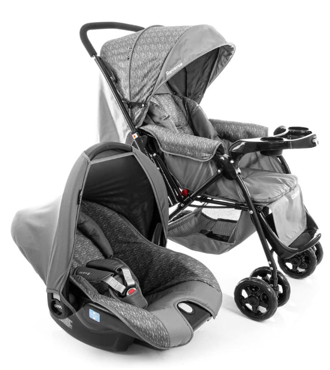 Travel System Reverse, Cosco, Cinza Rajado