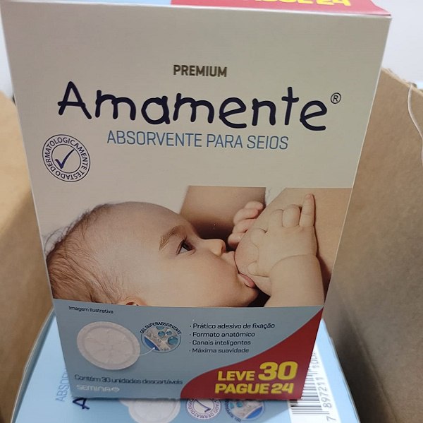 Absorvente para Seios, Descartável com 30 Unidades, Amamente