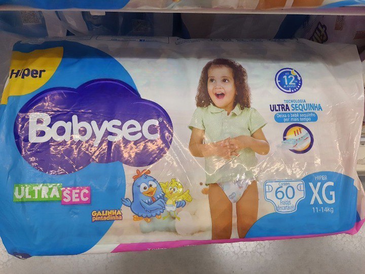 Fralda Babysec Ultrasec Galinha Pintadinha, Azul, XG, 60 unidades