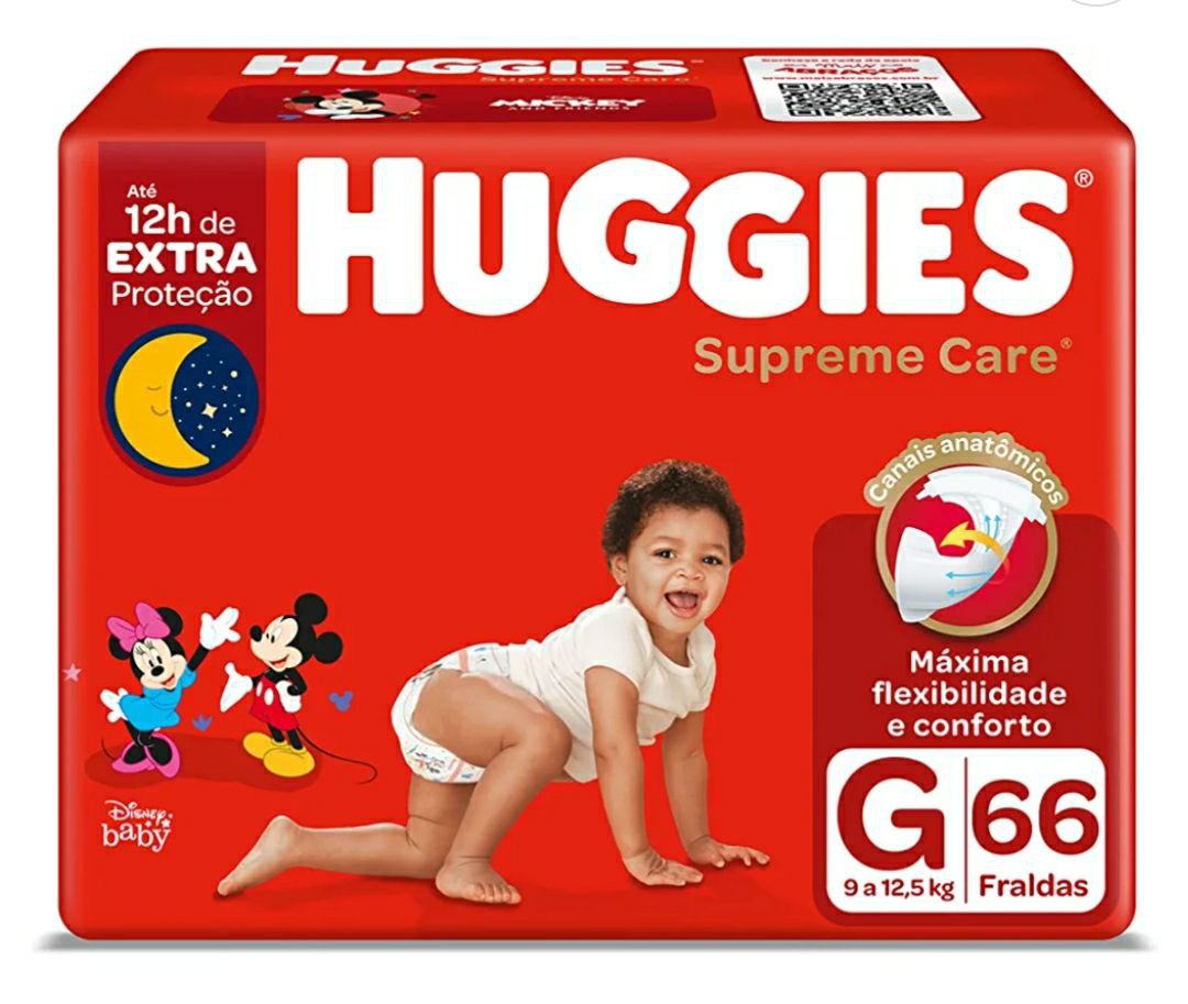 Fralda Huggies Supreme Care G 66 unidades
