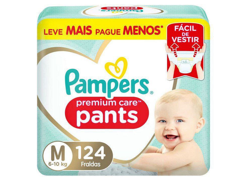 Fralda Pampers Pants Premium Care M 124 unidades