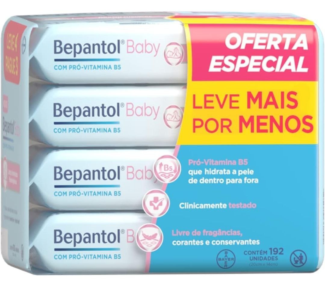 Kit Bepantol Lenços Umedecidos Leve 4 Pague 3, Bepantol