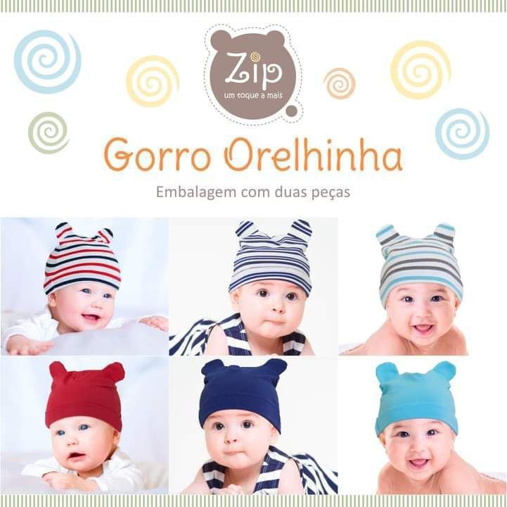 Kit com 2 Gorros Orelhinha Zip
