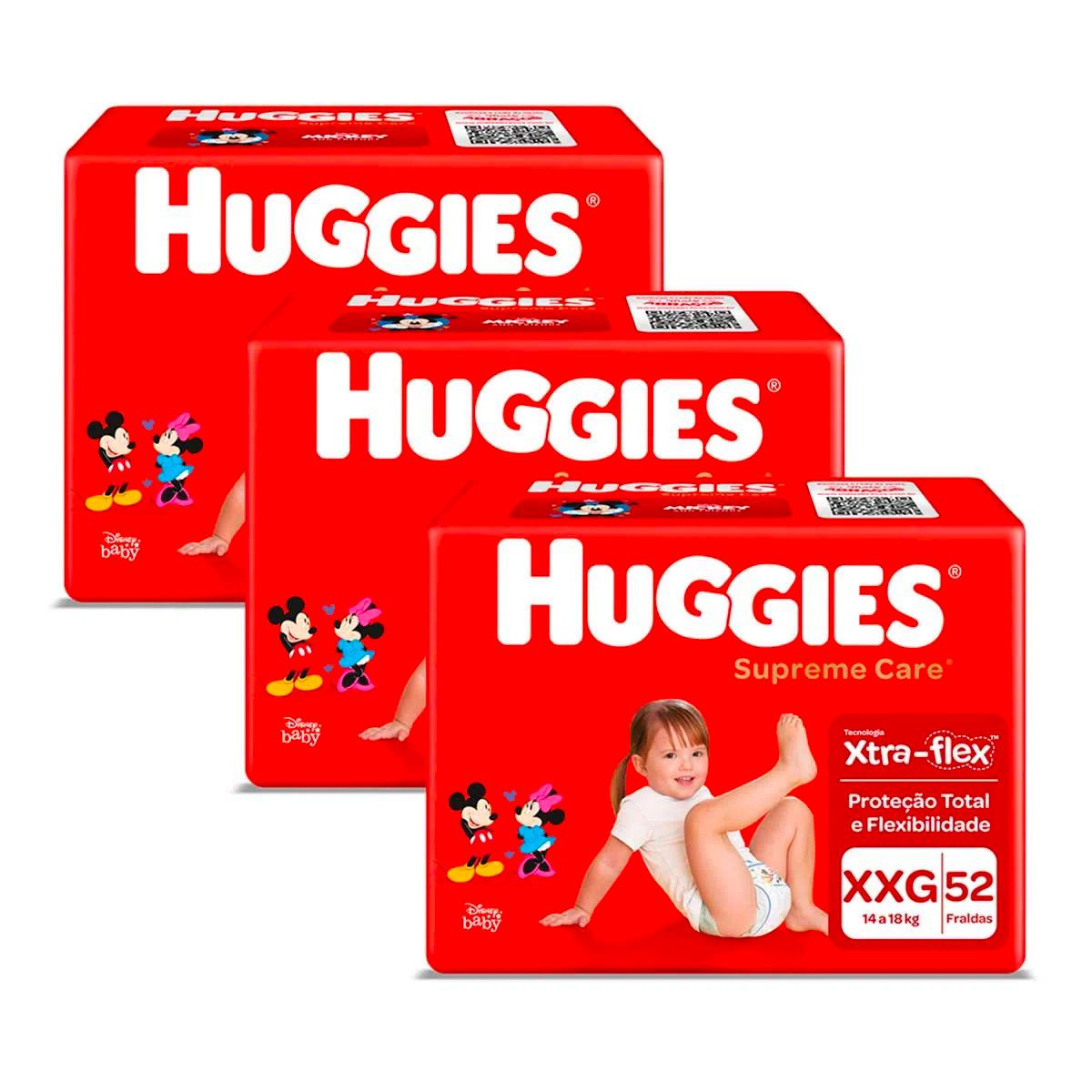 Kit de Fraldas Huggies Hiper Supreme Care XXG - 156 Unidades