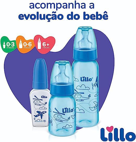 Kit Mamadeira Lillo 50/120/240ml Evolução Divertida Azul