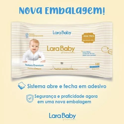 Lenço Umedecido Lara Baby Com 100 Toalhinhas - Aloe Vera
